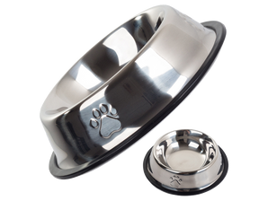 Stainless Steel Pet Bowl with Non-Slip Rubber, 0.15L - Silver