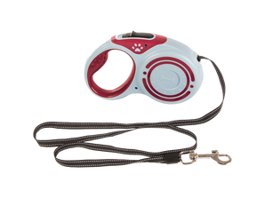 Dog Leash with Locking Mechanism, 5m for Dogs up to 15kg, Red/Silver